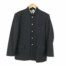 学生服 学ラン 175A 男子 上着 ウール混 標準型学生服 ラウンドカラー サージ 黒 中古 ランクC a3 JJ6237