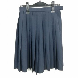 スクールスカート 夏物 w60-丈56 紺 中学 高校 プリーツ 学生服 制服 女子 中古 HK4800