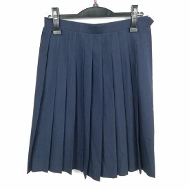 スクールスカート 夏物 w63-丈59 紺 中学 高校 プリーツ 学生服 制服 女子 中古 HK4807