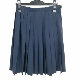 スクールスカート 夏物 w63-丈59 紺 中学 高校 プリーツ 学生服 制服 女子 中古 HK4809