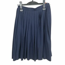 スクールスカート 冬物 w60-丈63 紺 中学 高校 プリーツ 学生服 制服 女子 中古 HK4830