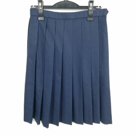 スクールスカート 冬物 w63-丈59 紺 中学 高校 プリーツ 学生服 制服 女子 中古 HK4831