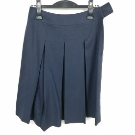 スクールスカート 冬物 w69-丈59 紺 中学 高校 プリーツ 学生服 制服 女子 中古 HK4834