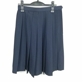 スクールスカート 夏物 w66-丈61 紺 中学 高校 プリーツ 学生服 制服 女子 中古 HK5318