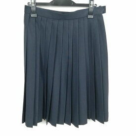 スクールスカート 夏物 w69-丈60 紺 中学 高校 プリーツ 学生服 制服 女子 中古 HK5323
