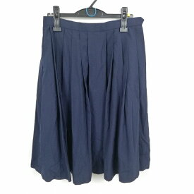 スクールスカート 夏物 w69-丈63 紺 中学 高校 プリーツ 学生服 制服 女子 中古 HK5008