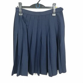 スクールスカート 夏物 w69-丈57 紺 中学 高校 プリーツ 学生服 制服 女子 中古 HK5011