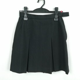 スクールスカート 冬物 w63-丈43 黒 中学 高校 ミニ丈 プリーツ 学生服 制服 女子 中古 HK5961