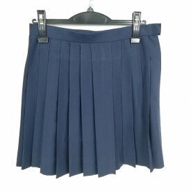 スクールスカート 夏物 w66-丈44 紺 中学 高校 ミニ丈 プリーツ 学生服 制服 女子 中古 HK6040
