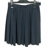 スクールスカート 夏物 w58-丈48 紺 中学 高校 プリーツ 学生服 制服 女子 中古 HK6597