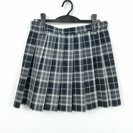 スクールスカート 夏物 w63-丈42 チェック 中学 高校 ミニ丈 プリーツ 学生服 制服 女子 中古 HK6453