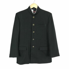 学生服 学ラン 165A 男子 上着 ウール混 ラウンドカラー カシドス 黒 中古 ランクC a3 JJ5894