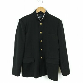 学生服 学ラン 165A 男子 富士ヨット 上着 丸洗い可 標準型学生服 ラウンドカラー カシドス 黒 中古 ランクC a3 JJ7036