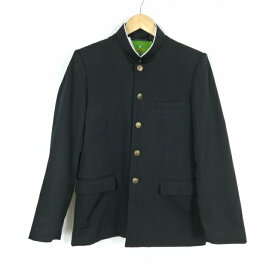 学生服 学ラン 男子 上着 丸洗い可 標準型学生服 ラウンドカラー カシドス 黒 中古 ランクC a3 JJ7244
