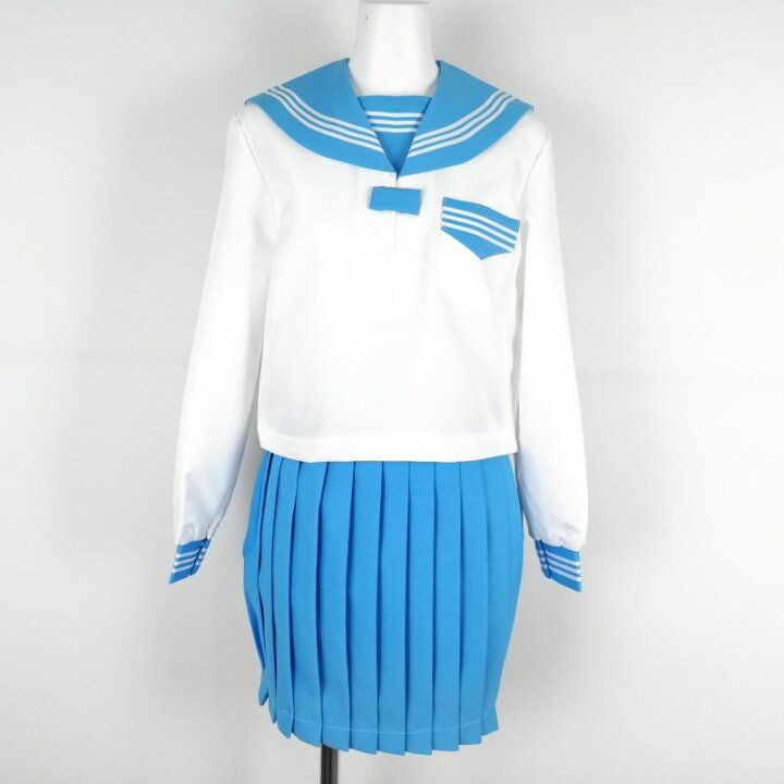 楽天市場】新品 冬 セーラー服 白 水色衿 白3本線 上下セット  