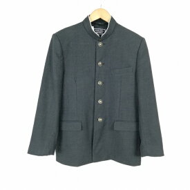 学生服 学ラン 175A 男子 上着 ウール混 学校指定制服 ラウンドカラー サージ グレー 中古 ランクC a3 JJ6688