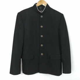 学生服 学ラン 170A 男子 富士ヨット Nano Wave 上着 丸洗い可 ウール混 標準型学生服 ラウンドカラー カシドス 黒 中古 ランクC a3 JJ6914
