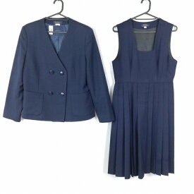 イートン ジャンパースカート 上下2点セット 冬物 女子 学生服 中学 高校 紺 制服 中古 ランクC NA2910