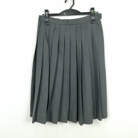 スクールスカート 冬物 w66-丈62 グレー 中学 高校 プリーツ 学生服 制服 女子 中古 HK5019