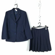 ブレザー スカート 上下2点セット 175A 冬物 女子 学生服 中学 高校 紺 制服 中古 ランクC NA5797