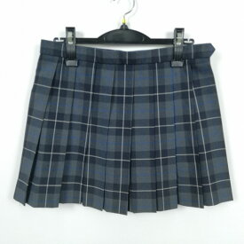 スクールスカート 夏物 w69-丈39 チェック 中学 高校 マイクロミニ プリーツ 学生服 制服 女子 中古 HK6643