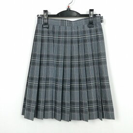 スクールスカート 夏物 w60-丈53 チェック 中学 高校 プリーツ 学生服 制服 女子 中古 HK6689