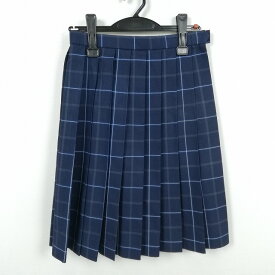 スクールスカート 夏物 w58-丈56 チェック 中学 高校 プリーツ 学生服 制服 女子 中古 HK6691