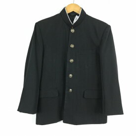 学生服 学ラン 165A 男子 富士ヨット 上着 丸洗い可 ウール混 標準型学生服 ラウンドカラー カシドス 黒 中古 ランクC a3 JJ6513