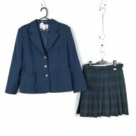 ブレザー ミニスカート 上下2点セット 冬物 女子 学生服 愛知一宮南高校 紺 制服 中古 ランクC NA6431