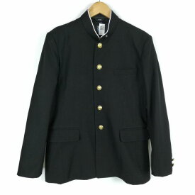 学生服 学ラン 170A 男子 富士ヨット 上着 ウール混 標準型学生服 ラウンドカラー カシドス 黒 中古 ランクC a3 JJ5617