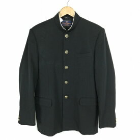 学生服 学ラン 180A 男子 上着 丸洗い可 ウール混 標準型学生服 ラウンドカラー カシドス 黒 中古 ランクC a3 JJ7124
