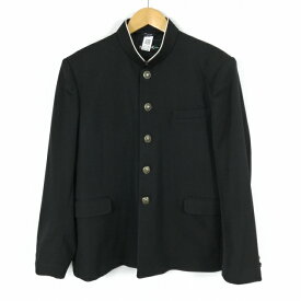 学生服 学ラン 165B 男子 トンボ 上着 丸洗い可 ウール混 標準型学生服 ラウンドカラー カシドス 黒 中古 ランクC a3 JJ7188