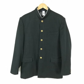 学生服 学ラン 185A 男子 上着 丸洗い可 ウール混 標準型学生服 ラウンドカラー カシドス 黒 中古 ランクC a3 JJ7213