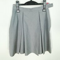 スクールスカート 冬物 w63-丈46 グレー 中学 高校 プリーツ 学生服 制服 女子 中古 HK0967