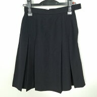 スクールスカート 冬物 w60-丈55 黒 中学 高校 プリーツ 学生服 制服 女子 中古 HK0956