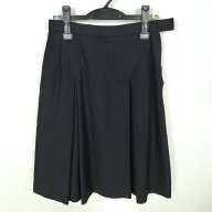 スクールスカート 冬物 w69-丈59 紺 中学 高校 プリーツ 学生服 制服 女子 中古 HK0949