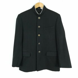 学生服 学ラン 165A 男子 上着 丸洗い可 ウール混 標準型学生服 ラウンドカラー カシドス 黒 中古 ランクC a3 JJ6776
