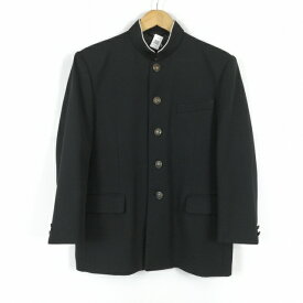 学生服 学ラン 165A 男子 上着 丸洗い可 標準型学生服 ラウンドカラー カシドス 黒 中古 ランクC a3 JJ6873
