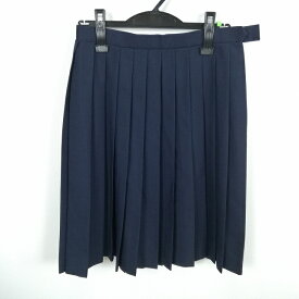 スクールスカート 冬物 w66-丈62 紺 中学 高校 プリーツ 学生服 制服 女子 中古 HK5487