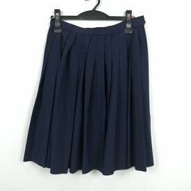 スクールスカート 夏物 w63-丈57 紺 中学 高校 プリーツ 学生服 制服 女子 中古 HK5050