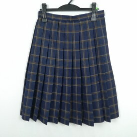 スクールスカート 冬物 w66-丈63 チェック 中学 高校 プリーツ 学生服 制服 女子 中古 HK5059
