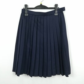 スクールスカート 冬物 w69-丈60 紺 中学 高校 プリーツ 学生服 制服 女子 中古 HK5072
