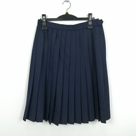スクールスカート 冬物 w69-丈60 紺 中学 高校 プリーツ 学生服 制服 女子 中古 HK5073