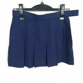 スクールスカート 冬物 w66-丈34 紺 中学 高校 マイクロミニ プリーツ 学生服 制服 女子 中古 HK5491