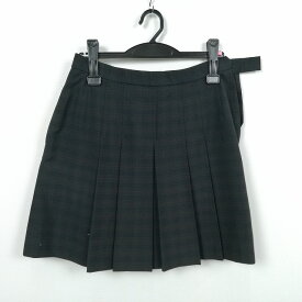 スクールスカート 大きいサイズ 夏物 w72-丈44 チェック 中学 高校 ミニ丈 プリーツ 学生服 制服 女子 中古 HK6303