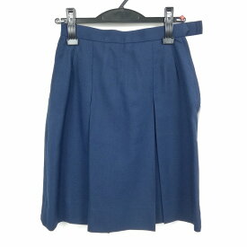 スクールスカート 冬物 w60-丈54 花紺 中学 高校 プリーツ 学生服 制服 女子 中古 HK4409