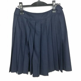 スクールスカート 冬物 w66-丈53 紺 中学 高校 プリーツ 学生服 制服 女子 中古 HK4426
