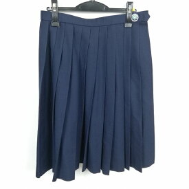 スクールスカート 冬物 w69-丈64 紺 福岡浮羽高校 プリーツ 学生服 制服 女子 中古 HK4427