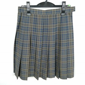 スクールスカート 夏物 w66-丈57 チェック 埼玉桶川高校 プリーツ 学生服 制服 女子 中古 HK5463