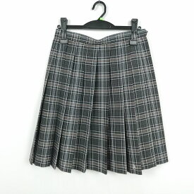 スクールスカート 夏物 w66-丈53 チェック 大阪旭高校 プリーツ 学生服 制服 女子 中古 HK5087